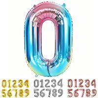 Ponmoo Foil Globo Número 0 Azul- Gigante Numeros 0 1 2 3 4 5 6 7 8 9 10-19 20-29 30-39 40 50 60 70 80 90 100- Grande…